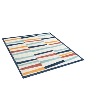 Ivory 7' 10 x 7' 10 Belize Outdoor Square Area Rug Weather Resistant for Patio, Deck, Terrace, Balcony, Porch 100% Polypropylene Colorful Fun Coastal Modern Carpet for Outside for Sale at Rug Engine