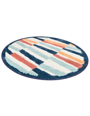 Ivory 3' 3 x 3' 3 Belize Outdoor Round Area Rug Weather Resistant for Patio, Deck, Terrace, Balcony, Porch 100% Polypropylene Colorful Fun Coastal Modern Carpet for Outside for Sale at Rug Engine