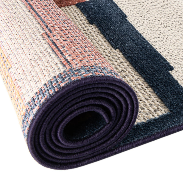 Ivory 5' 3 x 5' 3 Belize Outdoor Round Area Rug Weather Resistant for Patio, Deck, Terrace, Balcony, Porch 100% Polypropylene Colorful Fun Coastal Modern Carpet for Outside for Sale at Rug Engine