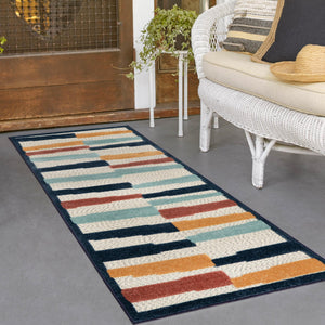 Ivory 2' x 8' Belize Outdoor Runner Area Rug Weather Resistant for Patio, Deck, Terrace, Balcony, Porch 100% Polypropylene Colorful Fun Coastal Modern Carpet for Outside for Sale at Rug Engine