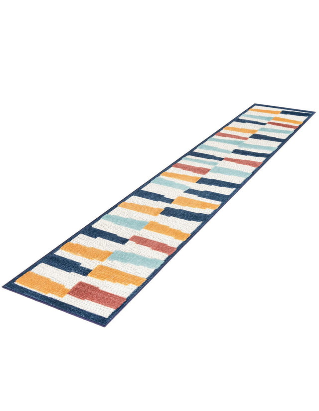 Ivory 2' x 8' Belize Outdoor Runner Area Rug Weather Resistant for Patio, Deck, Terrace, Balcony, Porch 100% Polypropylene Colorful Fun Coastal Modern Carpet for Outside for Sale at Rug Engine