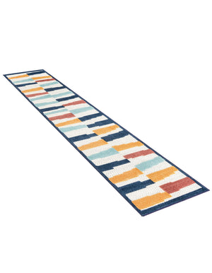 Ivory 2' x 8' Belize Outdoor Runner Area Rug Weather Resistant for Patio, Deck, Terrace, Balcony, Porch 100% Polypropylene Colorful Fun Coastal Modern Carpet for Outside for Sale at Rug Engine