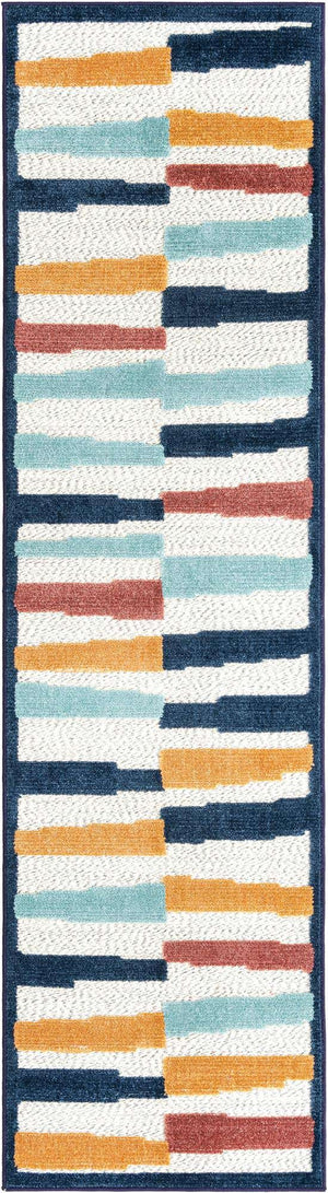 Ivory 2' x 8' Belize Outdoor Runner Area Rug Weather Resistant for Patio, Deck, Terrace, Balcony, Porch 100% Polypropylene Colorful Fun Coastal Modern Carpet for Outside for Sale at Rug Engine
