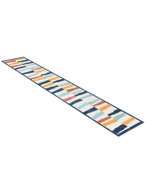 Ivory 2' x 10' Belize Outdoor Runner Area Rug Weather Resistant for Patio, Deck, Terrace, Balcony, Porch 100% Polypropylene Colorful Fun Coastal Modern Carpet for Outside for Sale at Rug Engine