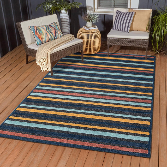 Charcoal 4' x 6' Belize Outdoor Rectangle Area Rug Weather Resistant for Patio, Deck, Terrace, Balcony, Porch 100% Polypropylene Colorful Fun Coastal Modern Carpet for Outside for Sale at Rug Engine
