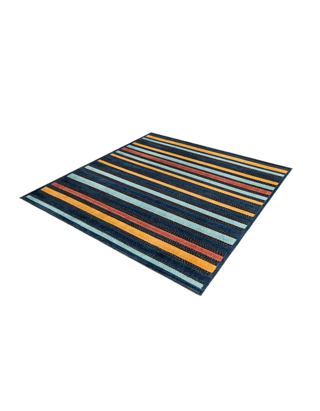 Charcoal 5' 3 x 5' 3 Belize Outdoor Square Area Rug Weather Resistant for Patio, Deck, Terrace, Balcony, Porch 100% Polypropylene Colorful Fun Coastal Modern Carpet for Outside for Sale at Rug Engine