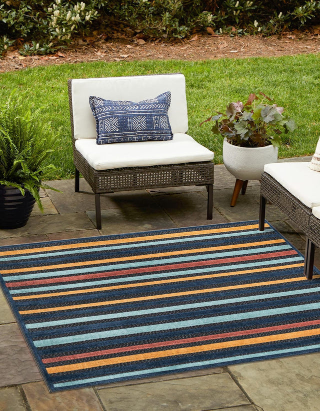 Charcoal 7' 10 x 7' 10 Belize Outdoor Square Area Rug Weather Resistant for Patio, Deck, Terrace, Balcony, Porch 100% Polypropylene Colorful Fun Coastal Modern Carpet for Outside for Sale at Rug Engine