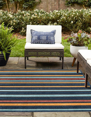 Charcoal 5' 3 x 5' 3 Belize Outdoor Square Area Rug Weather Resistant for Patio, Deck, Terrace, Balcony, Porch 100% Polypropylene Colorful Fun Coastal Modern Carpet for Outside for Sale at Rug Engine