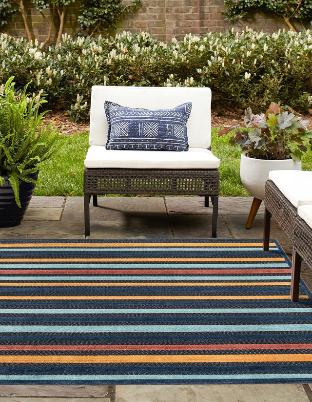 Charcoal 5' 3 x 5' 3 Belize Outdoor Square Area Rug Weather Resistant for Patio, Deck, Terrace, Balcony, Porch 100% Polypropylene Colorful Fun Coastal Modern Carpet for Outside for Sale at Rug Engine