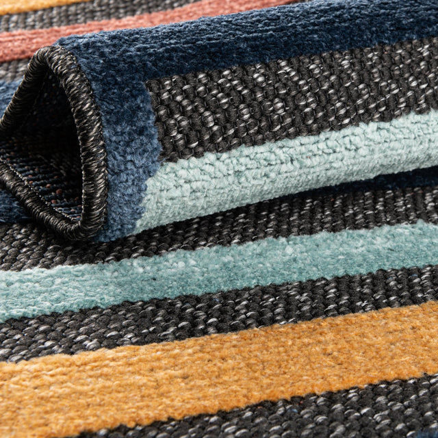 Charcoal 5' 3 x 5' 3 Belize Outdoor Square Area Rug Weather Resistant for Patio, Deck, Terrace, Balcony, Porch 100% Polypropylene Colorful Fun Coastal Modern Carpet for Outside for Sale at Rug Engine