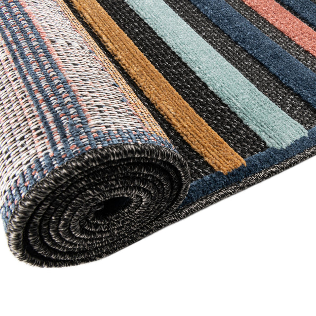 Charcoal 5' 3 x 5' 3 Belize Outdoor Square Area Rug Weather Resistant for Patio, Deck, Terrace, Balcony, Porch 100% Polypropylene Colorful Fun Coastal Modern Carpet for Outside for Sale at Rug Engine