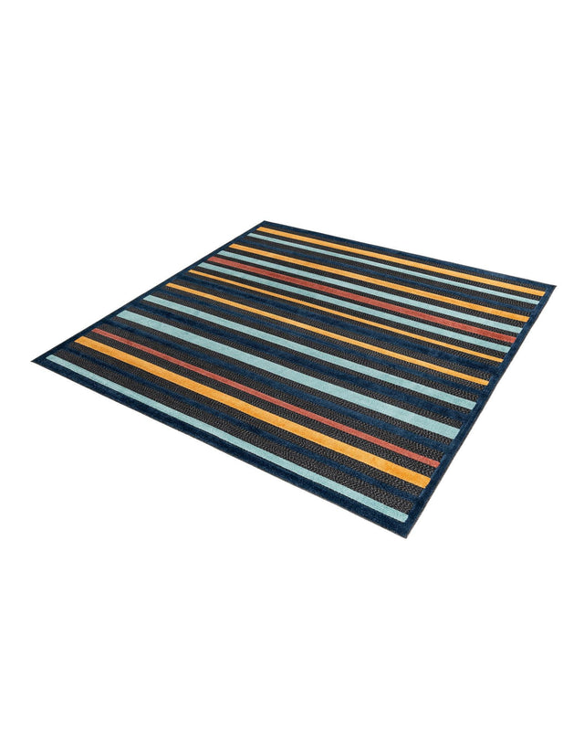 Charcoal 7' 10 x 7' 10 Belize Outdoor Square Area Rug Weather Resistant for Patio, Deck, Terrace, Balcony, Porch 100% Polypropylene Colorful Fun Coastal Modern Carpet for Outside for Sale at Rug Engine