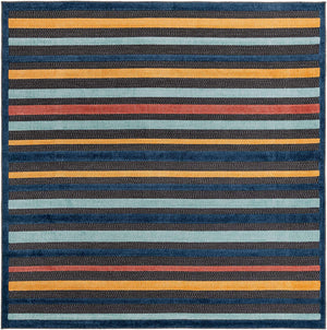 Charcoal 7' 10 x 7' 10 Belize Outdoor Square Area Rug Weather Resistant for Patio, Deck, Terrace, Balcony, Porch 100% Polypropylene Colorful Fun Coastal Modern Carpet for Outside for Sale at Rug Engine