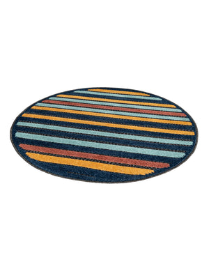 Charcoal 3' 3 x 3' 3 Belize Outdoor Round Area Rug Weather Resistant for Patio, Deck, Terrace, Balcony, Porch 100% Polypropylene Colorful Fun Coastal Modern Carpet for Outside for Sale at Rug Engine