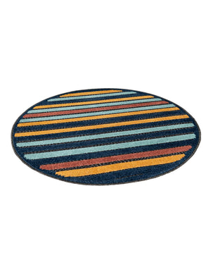 Charcoal 3' 3 x 3' 3 Belize Outdoor Round Area Rug Weather Resistant for Patio, Deck, Terrace, Balcony, Porch 100% Polypropylene Colorful Fun Coastal Modern Carpet for Outside for Sale at Rug Engine