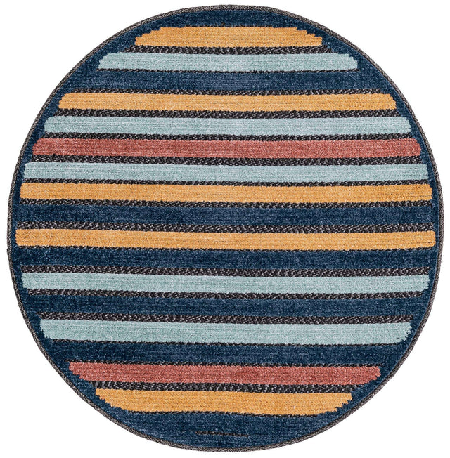 Charcoal 3' 3 x 3' 3 Belize Outdoor Round Area Rug Weather Resistant for Patio, Deck, Terrace, Balcony, Porch 100% Polypropylene Colorful Fun Coastal Modern Carpet for Outside for Sale at Rug Engine