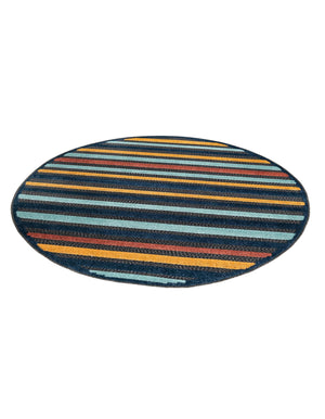 Charcoal 5' 3 x 5' 3 Belize Outdoor Round Area Rug Weather Resistant for Patio, Deck, Terrace, Balcony, Porch 100% Polypropylene Colorful Fun Coastal Modern Carpet for Outside for Sale at Rug Engine