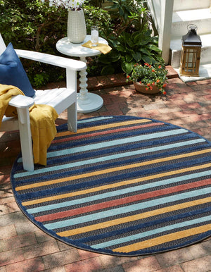 Charcoal 3' 3 x 3' 3 Belize Outdoor Round Area Rug Weather Resistant for Patio, Deck, Terrace, Balcony, Porch 100% Polypropylene Colorful Fun Coastal Modern Carpet for Outside for Sale at Rug Engine