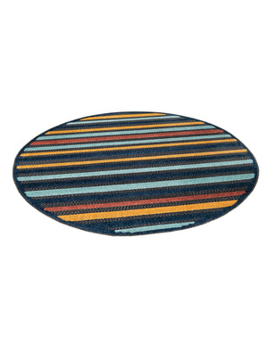 Charcoal 5' 3 x 5' 3 Belize Outdoor Round Area Rug Weather Resistant for Patio, Deck, Terrace, Balcony, Porch 100% Polypropylene Colorful Fun Coastal Modern Carpet for Outside for Sale at Rug Engine