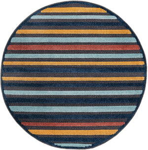 Charcoal 5' 3 x 5' 3 Belize Outdoor Round Area Rug Weather Resistant for Patio, Deck, Terrace, Balcony, Porch 100% Polypropylene Colorful Fun Coastal Modern Carpet for Outside for Sale at Rug Engine