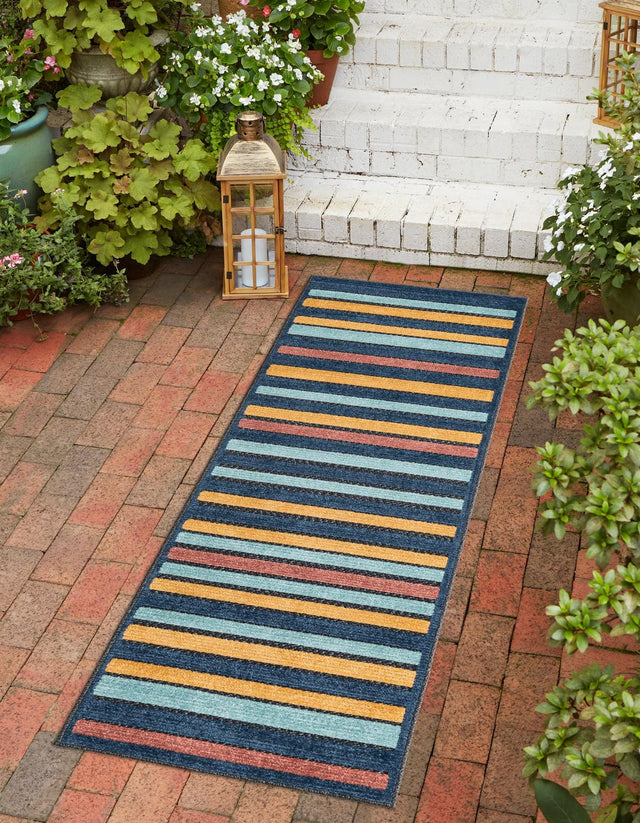 Charcoal 2' x 8' Belize Outdoor Runner Area Rug Weather Resistant for Patio, Deck, Terrace, Balcony, Porch 100% Polypropylene Colorful Fun Coastal Modern Carpet for Outside for Sale at Rug Engine
