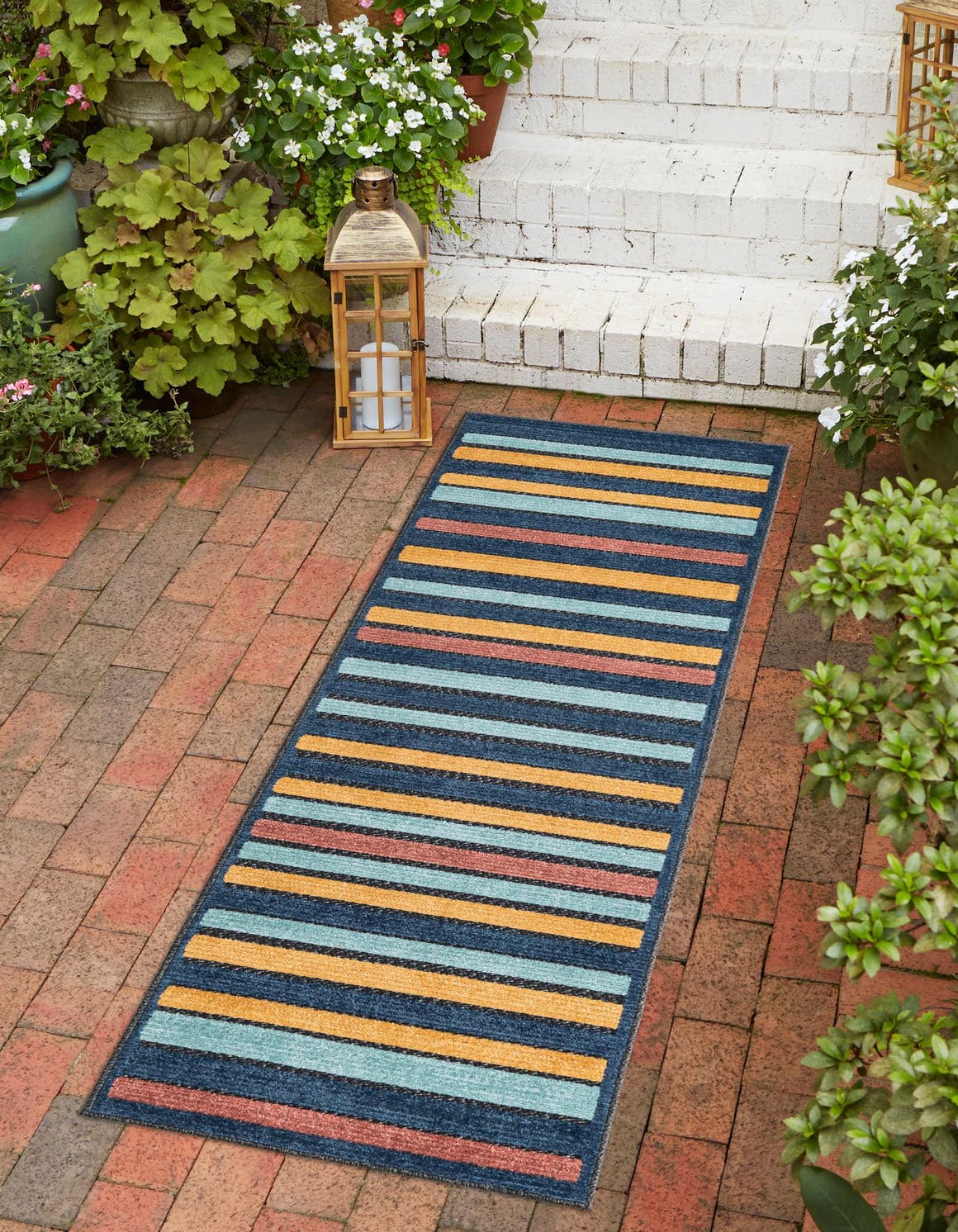 Charcoal 2' x 10' Belize Outdoor Runner Area Rug Weather Resistant for Patio, Deck, Terrace, Balcony, Porch 100% Polypropylene Colorful Fun Coastal Modern Carpet for Outside for Sale at Rug Engine