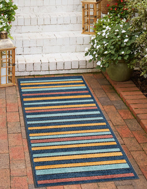 Charcoal 2' x 6' Belize Outdoor Runner Area Rug Weather Resistant for Patio, Deck, Terrace, Balcony, Porch 100% Polypropylene Colorful Fun Coastal Modern Carpet for Outside for Sale at Rug Engine