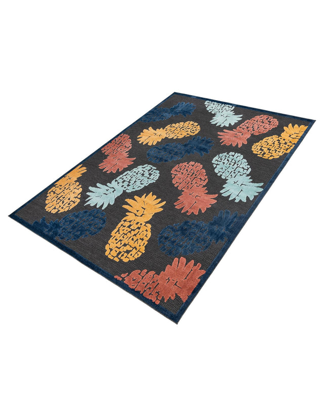 Black 9' x 12' Belize Outdoor Rectangle Area Rug Weather Resistant for Patio, Deck, Terrace, Balcony, Porch 100% Polypropylene Colorful Fun Coastal Modern Carpet for Outside for Sale at Rug Engine