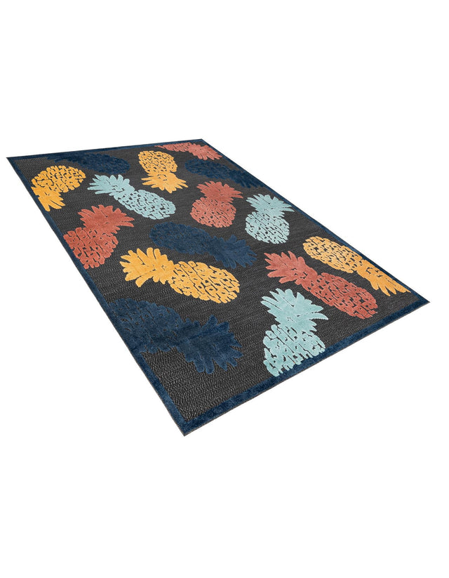 Black 7' 10 x 10' Belize Outdoor Rectangle Area Rug Weather Resistant for Patio, Deck, Terrace, Balcony, Porch 100% Polypropylene Colorful Fun Coastal Modern Carpet for Outside for Sale at Rug Engine