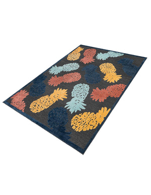 Black 7' 10 x 10' Belize Outdoor Rectangle Area Rug Weather Resistant for Patio, Deck, Terrace, Balcony, Porch 100% Polypropylene Colorful Fun Coastal Modern Carpet for Outside for Sale at Rug Engine