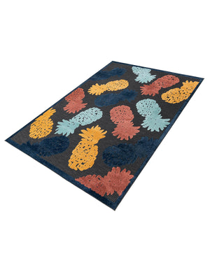 Black 7' x 10' Belize Outdoor Rectangle Area Rug Weather Resistant for Patio, Deck, Terrace, Balcony, Porch 100% Polypropylene Colorful Fun Coastal Modern Carpet for Outside for Sale at Rug Engine