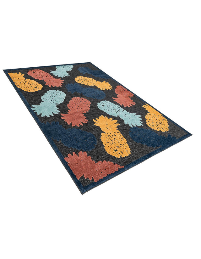 Black 6' x 9' Belize Outdoor Rectangle Area Rug Weather Resistant for Patio, Deck, Terrace, Balcony, Porch 100% Polypropylene Colorful Fun Coastal Modern Carpet for Outside for Sale at Rug Engine
