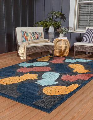 Black 2' x 3' Belize Outdoor Rectangle Area Rug Weather Resistant for Patio, Deck, Terrace, Balcony, Porch 100% Polypropylene Colorful Fun Coastal Modern Carpet for Outside for Sale at Rug Engine