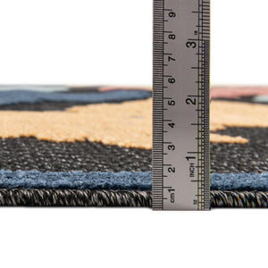 Black 7' x 10' Belize Outdoor Rectangle Area Rug Weather Resistant for Patio, Deck, Terrace, Balcony, Porch 100% Polypropylene Colorful Fun Coastal Modern Carpet for Outside for Sale at Rug Engine