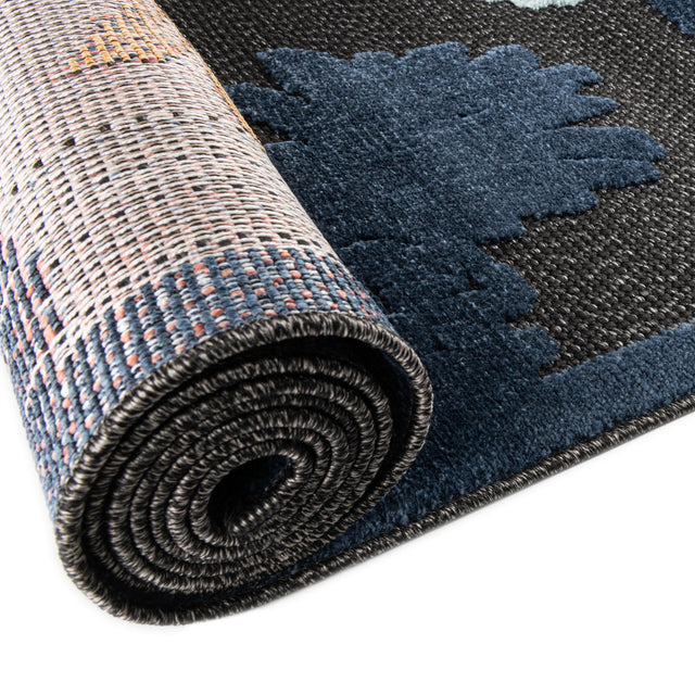 Black 7' x 10' Belize Outdoor Rectangle Area Rug Weather Resistant for Patio, Deck, Terrace, Balcony, Porch 100% Polypropylene Colorful Fun Coastal Modern Carpet for Outside for Sale at Rug Engine