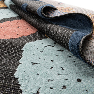 Black 9' x 12' Belize Outdoor Rectangle Area Rug Weather Resistant for Patio, Deck, Terrace, Balcony, Porch 100% Polypropylene Colorful Fun Coastal Modern Carpet for Outside for Sale at Rug Engine