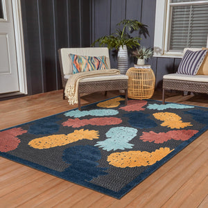 Black 2' x 3' Belize Outdoor Rectangle Area Rug Weather Resistant for Patio, Deck, Terrace, Balcony, Porch 100% Polypropylene Colorful Fun Coastal Modern Carpet for Outside for Sale at Rug Engine
