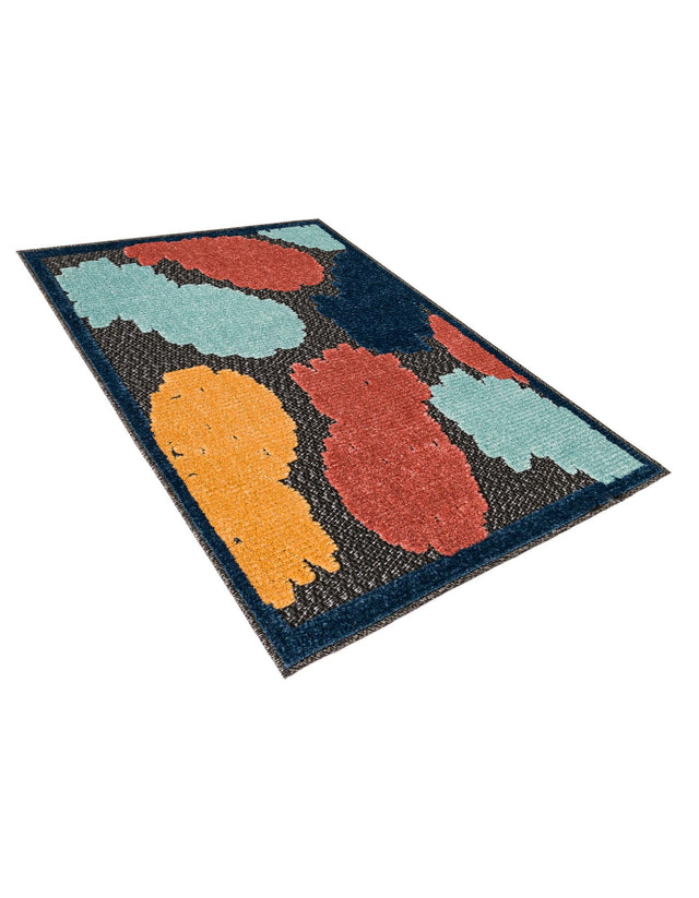 Black 2' x 3' Belize Outdoor Rectangle Area Rug Weather Resistant for Patio, Deck, Terrace, Balcony, Porch 100% Polypropylene Colorful Fun Coastal Modern Carpet for Outside for Sale at Rug Engine