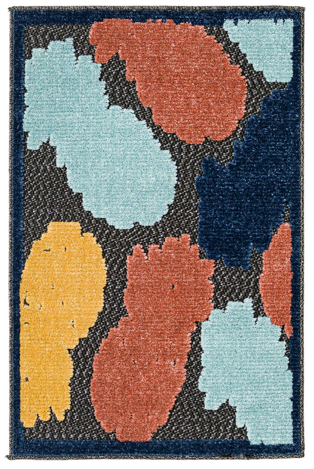 Black 2' x 3' Belize Outdoor Rectangle Area Rug Weather Resistant for Patio, Deck, Terrace, Balcony, Porch 100% Polypropylene Colorful Fun Coastal Modern Carpet for Outside for Sale at Rug Engine