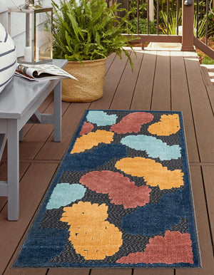 Black 2' x 8' Belize Outdoor Runner Area Rug Weather Resistant for Patio, Deck, Terrace, Balcony, Porch 100% Polypropylene Colorful Fun Coastal Modern Carpet for Outside for Sale at Rug Engine
