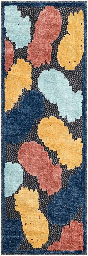 Black 2' x 6' Belize Outdoor Runner Area Rug Weather Resistant for Patio, Deck, Terrace, Balcony, Porch 100% Polypropylene Colorful Fun Coastal Modern Carpet for Outside for Sale at Rug Engine