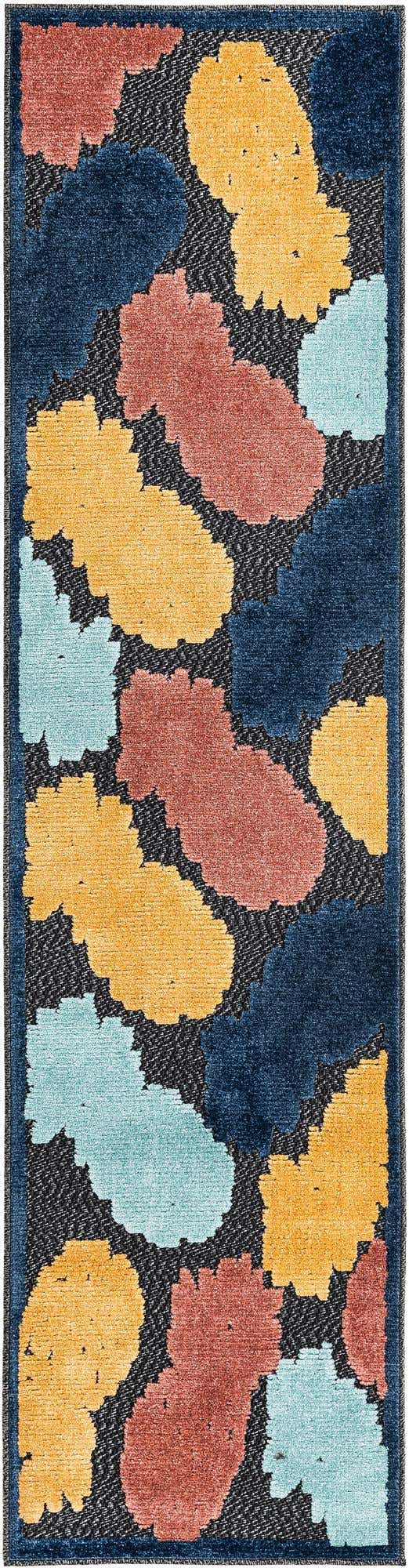 Black 2' x 8' Belize Outdoor Runner Area Rug Weather Resistant for Patio, Deck, Terrace, Balcony, Porch 100% Polypropylene Colorful Fun Coastal Modern Carpet for Outside for Sale at Rug Engine