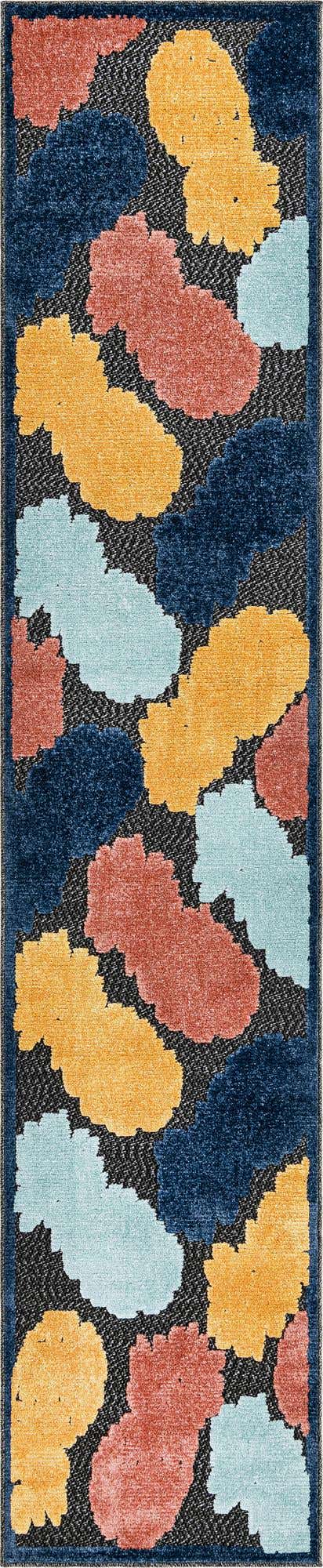 Black 2' x 10' Belize Outdoor Runner Area Rug Weather Resistant for Patio, Deck, Terrace, Balcony, Porch 100% Polypropylene Colorful Fun Coastal Modern Carpet for Outside for Sale at Rug Engine