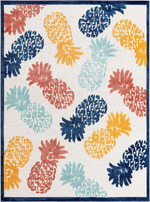 White 9' x 12' Belize Outdoor Rectangle Area Rug Weather Resistant for Patio, Deck, Terrace, Balcony, Porch 100% Polypropylene Colorful Fun Coastal Modern Carpet for Outside for Sale at Rug Engine