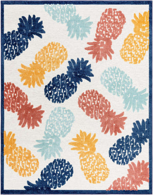 White 7' 10 x 10' Belize Outdoor Rectangle Area Rug Weather Resistant for Patio, Deck, Terrace, Balcony, Porch 100% Polypropylene Colorful Fun Coastal Modern Carpet for Outside for Sale at Rug Engine