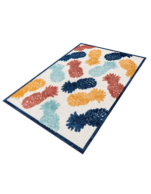 White 6' x 9' Belize Outdoor Rectangle Area Rug Weather Resistant for Patio, Deck, Terrace, Balcony, Porch 100% Polypropylene Colorful Fun Coastal Modern Carpet for Outside for Sale at Rug Engine