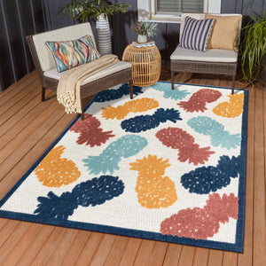 White 2' x 3' Belize Outdoor Rectangle Area Rug Weather Resistant for Patio, Deck, Terrace, Balcony, Porch 100% Polypropylene Colorful Fun Coastal Modern Carpet for Outside for Sale at Rug Engine