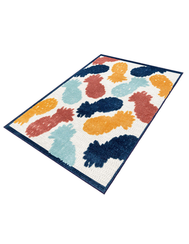 White 4' x 6' Belize Outdoor Rectangle Area Rug Weather Resistant for Patio, Deck, Terrace, Balcony, Porch 100% Polypropylene Colorful Fun Coastal Modern Carpet for Outside for Sale at Rug Engine
