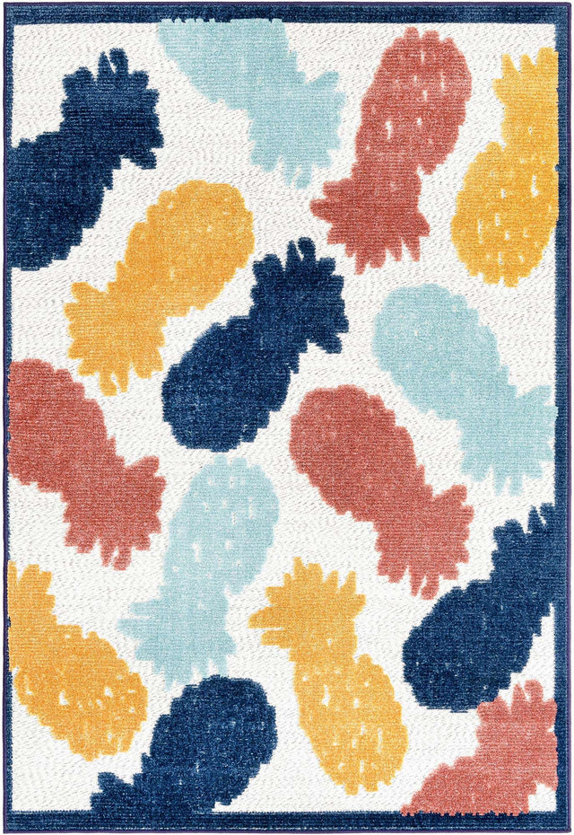 White 4' x 6' Belize Outdoor Rectangle Area Rug Weather Resistant for Patio, Deck, Terrace, Balcony, Porch 100% Polypropylene Colorful Fun Coastal Modern Carpet for Outside for Sale at Rug Engine