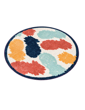 White 3' 3 x 3' 3 Belize Outdoor Round Area Rug Weather Resistant for Patio, Deck, Terrace, Balcony, Porch 100% Polypropylene Colorful Fun Coastal Modern Carpet for Outside for Sale at Rug Engine